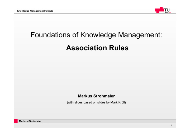 foundations of knowledge management association rules