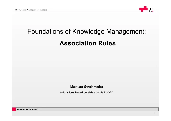 foundations of knowledge management association rules