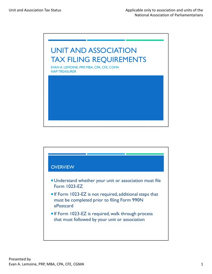 unit and association tax filing requirements