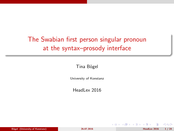 the swabian first person singular pronoun at the syntax