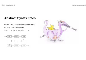 Abstract Syntax Trees  COMP 520: Compiler Design (4 credits)  Professor Laurie Hendren