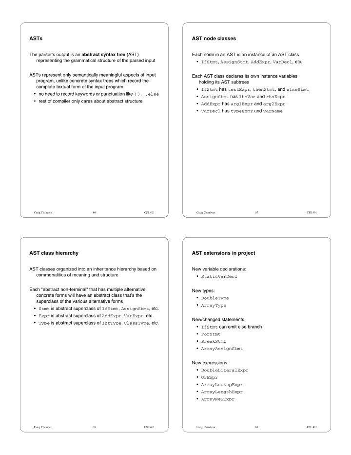 asts ast node classes