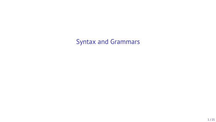 syntax and grammars
