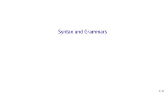 Syntax and Grammars  1 / 21  Outline  What is a language?  Abstract syntax and grammars  Abstract