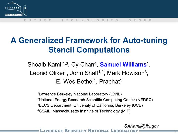 a generalized framework for auto tuning stencil