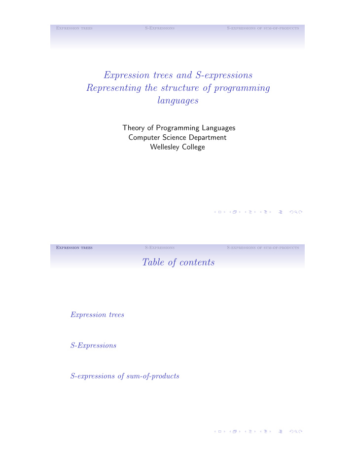 expression trees and s expressions representing the