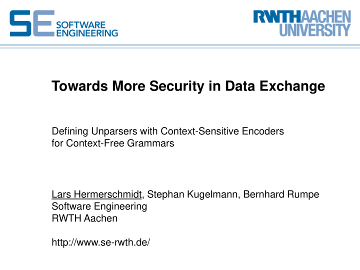 towards more security in data exchange
