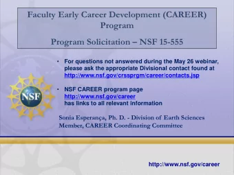 Faculty Early Career Development (CAREER)  Program  Program Solicitation  NSF 15-555  For