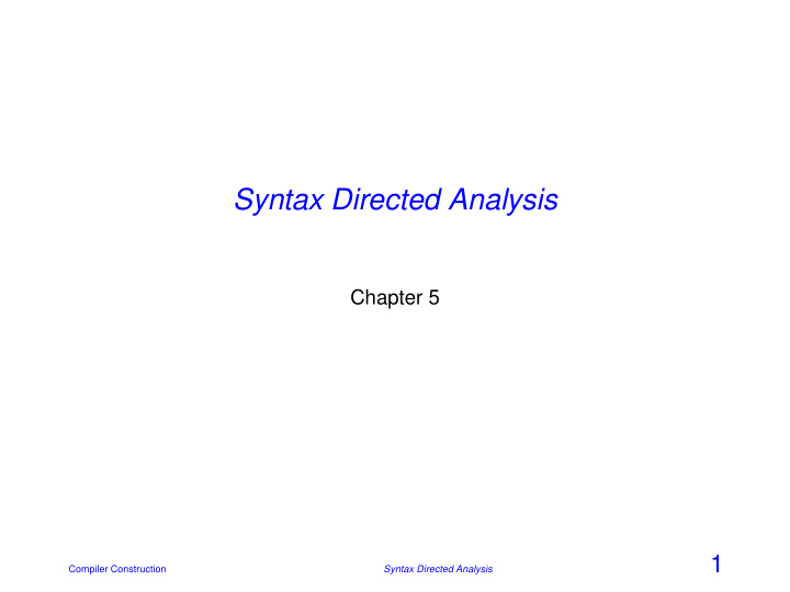 syntax directed analysis