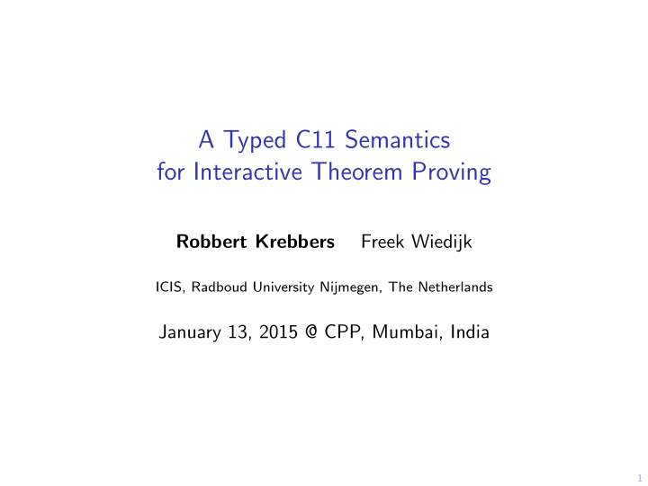 a typed c11 semantics for interactive theorem proving