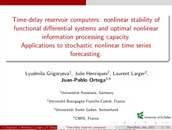 Time-delay reservoir computers: nonlinear stability of  functional differential systems and optimal