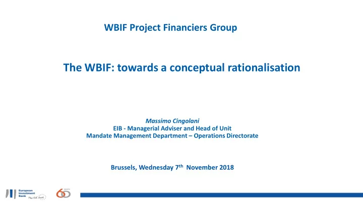 the wbif towards a conceptual rationalisation