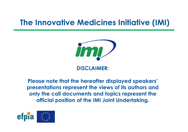 the innovative medicines initiative imi