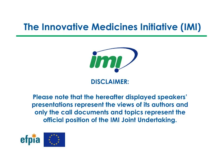 the innovative medicines initiative imi