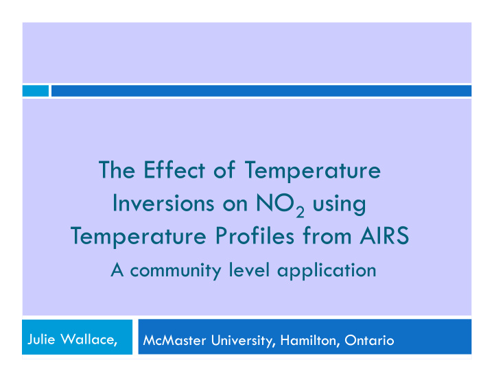 the effect of temperature inversions on no 2 using