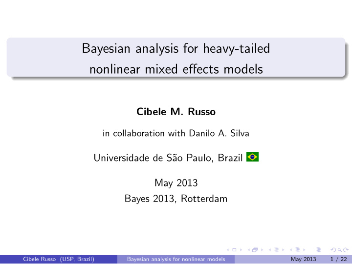 bayesian analysis for heavy tailed nonlinear mixed