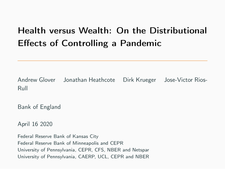 health versus wealth on the distributional effects of