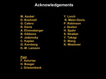 Acknowledgements  M. Azubel  Y. Lorch  D. Bushnell  B. Maier-Davis  G. Calero  P. Robinson  R.