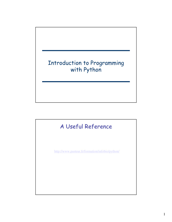 introduction to programming with python a useful reference