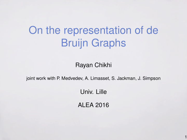 on the representation of de bruijn graphs