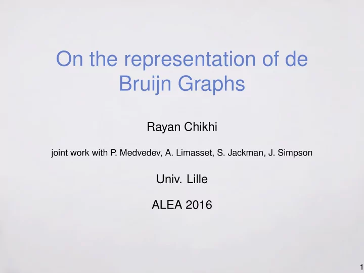 on the representation of de bruijn graphs