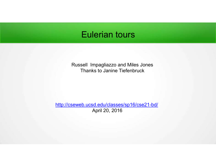 eulerian tours