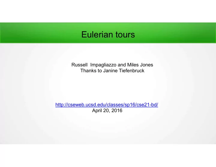 eulerian tours