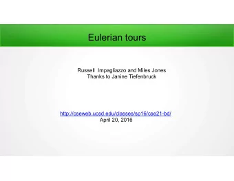 Eulerian tours  Russell Impagliazzo and Miles Jones  Thanks to Janine Tiefenbruck