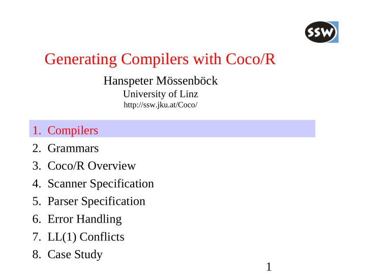 generating compilers with coco r