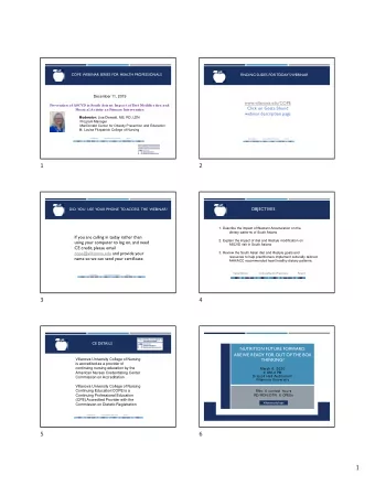 1  Prevention of ASCVD in South Asians:  CE CREDITS  Impact of Diet Modification and Physical
