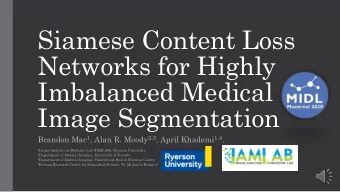 Siamese Content Loss  Networks for Highly  Imbalanced Medical  Image Segmentation Brandon Mac 1 ,