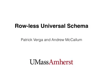 Row-less Universal Schema  Patrick Verga and Andrew McCallum  January 15, 2000  January 15, 2000