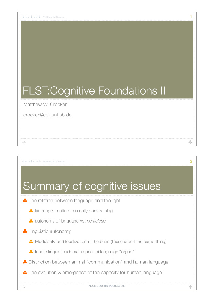 flst cognitive foundations ii