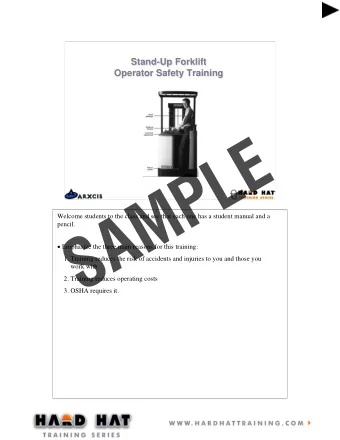 SAMPLE  Welcome students to the class and see that each one has a student manual and a  pencil.