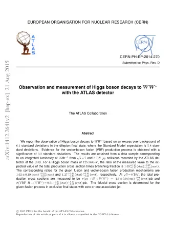 arXiv:1412.2641v2  [hep-ex]  21 Aug 2015  Submitted to: Phys. Rev. D Observation and measurement of