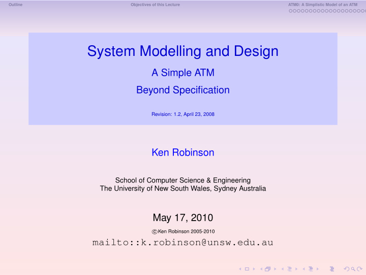 system modelling and design