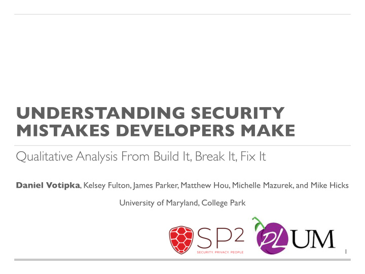 understanding security mistakes developers make