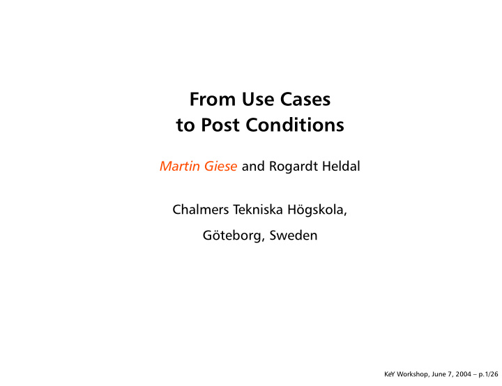 from use cases to post conditions