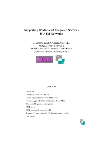 Supporting IP Multicast Integrated Services  in ATM Networks  L. Salgarelli and A. Corghi, CEFRIEL