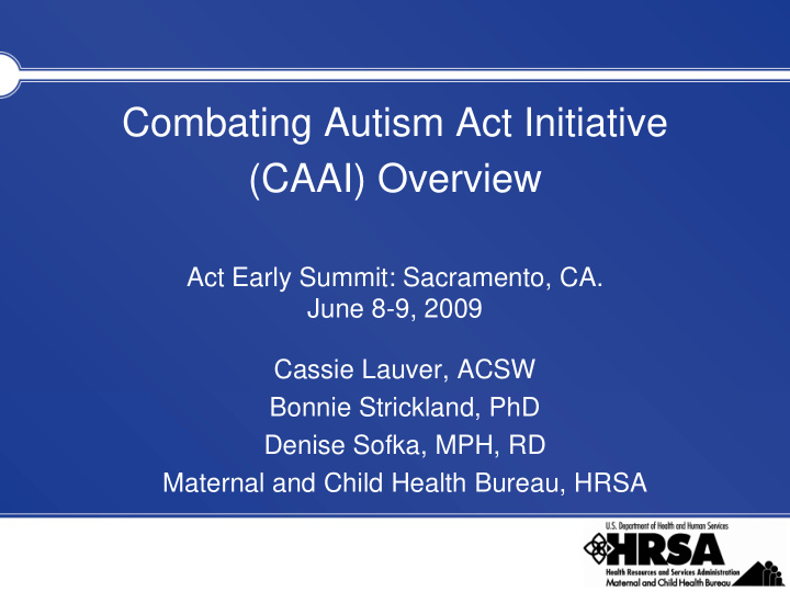 combating autism act initiative caai overview