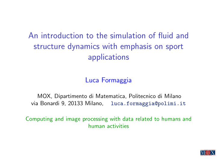 an introduction to the simulation of fluid and structure