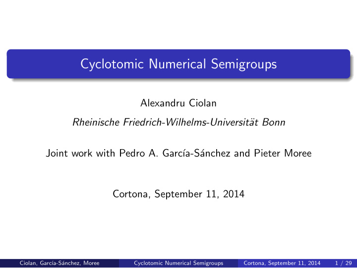 cyclotomic numerical semigroups