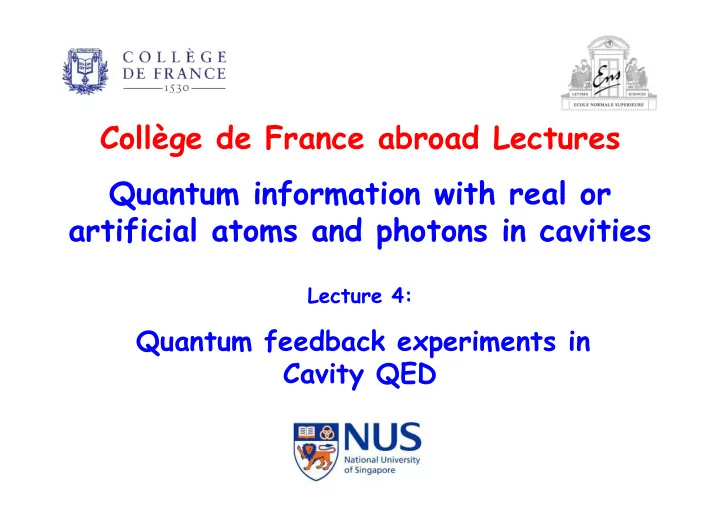 coll ge de france abroad lectures quantum information