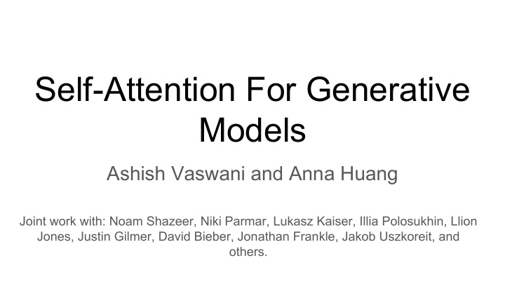 self attention for generative models
