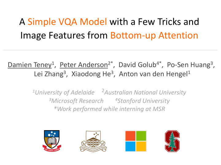 a simple vqa model with a few tricks and image features