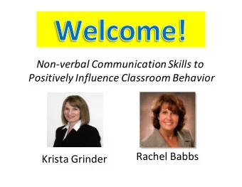 Non-verbal  Communication  Skills  to    Positively  Influence  Classroom