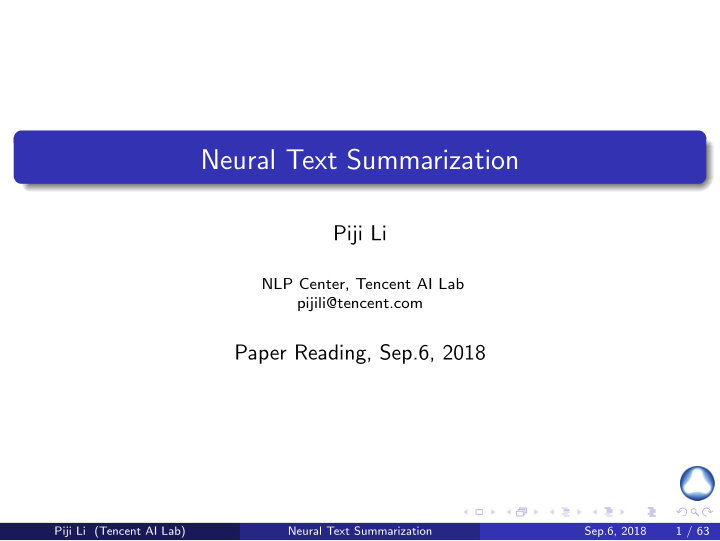 neural text summarization