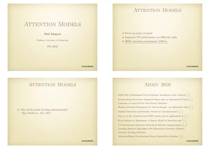 attention models