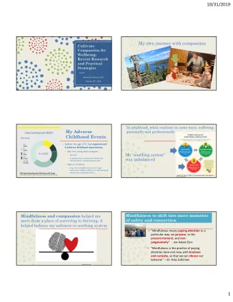 10/31/2019  My own journey with compassion  Cultivate  Compassion for  Wellbeing:  Recent Research