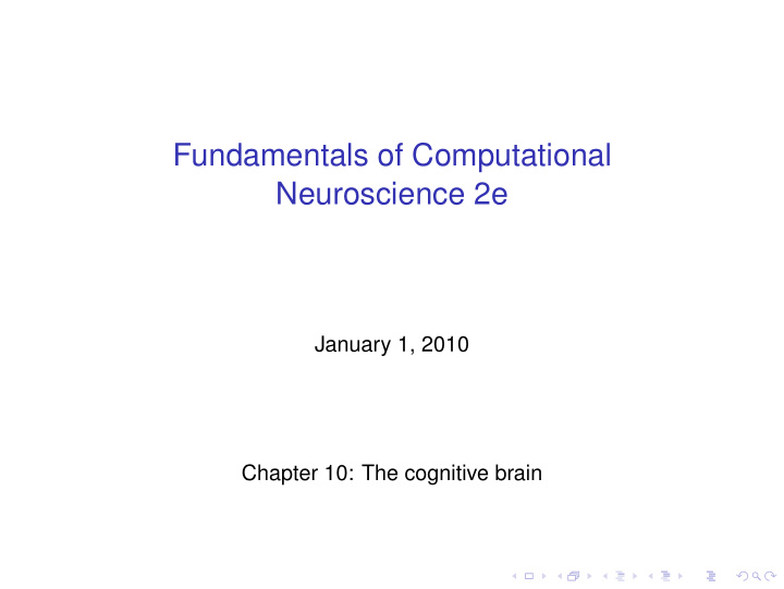 fundamentals of computational neuroscience 2e
